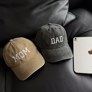 TAAK陈伟霆何穗同款DAD水洗字母刺绣鸭舌帽子女显脸小MOM棒球帽男