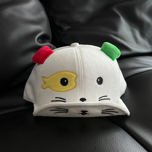 大耳朵图图小怪猫咪刺绣鸭舌帽