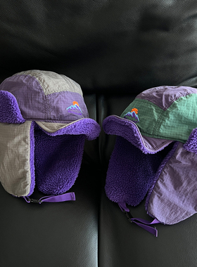 TAAK日系拼色速干布加绒雷锋帽子女冬天保暖护耳滑雪帽飞行帽潮男