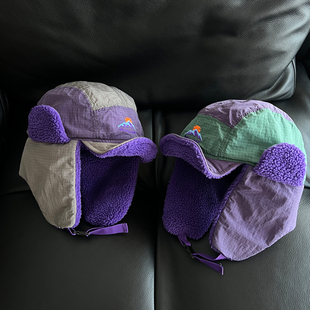 TAAK日系拼色速干布加绒雷锋帽子女冬天保暖护耳滑雪帽飞行帽潮男