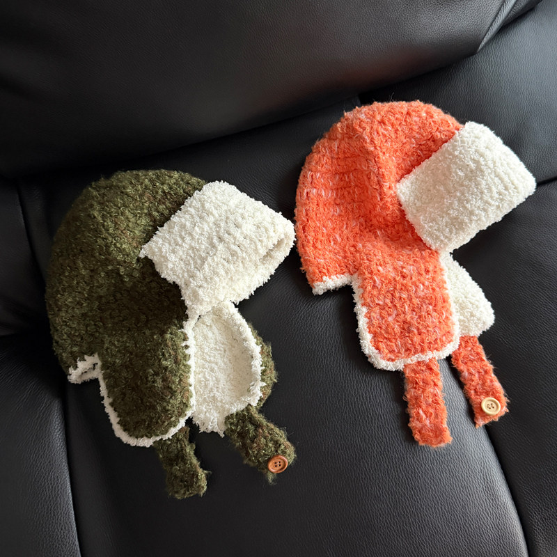 TAAK韩国新款橘色针织毛线飞行帽雷锋帽子女秋冬天日系保暖护耳帽,服饰配件/皮带/帽子/围巾,帽子,淘宝优惠券,粉丝福利购,淘宝优惠卷