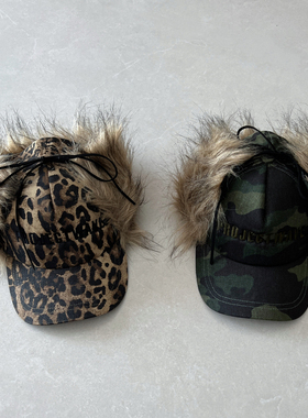 TAAK美式复古豹纹迷彩豹纹雷锋帽子女冬天护耳显脸小鸭舌飞行帽男