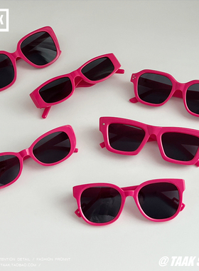 Y2K玫红色墨镜女韩国新款