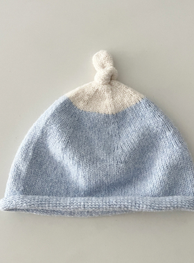 TAAK日系可爱奶嘴毛线帽子女秋冬天韩版拼色套头显脸小包头针织帽