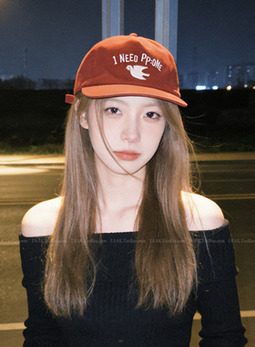 TAAK韩国和平鸽刺绣字母平檐鸭舌帽子女小众显脸小平沿棒球帽潮男