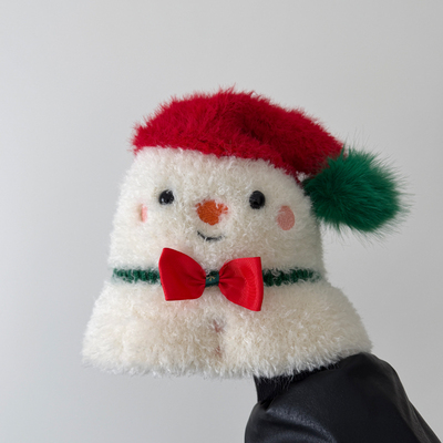 TAAK可爱圣诞帽雪人帽毛绒绒套头帽子女冬天加绒包头帽圣诞老人帽