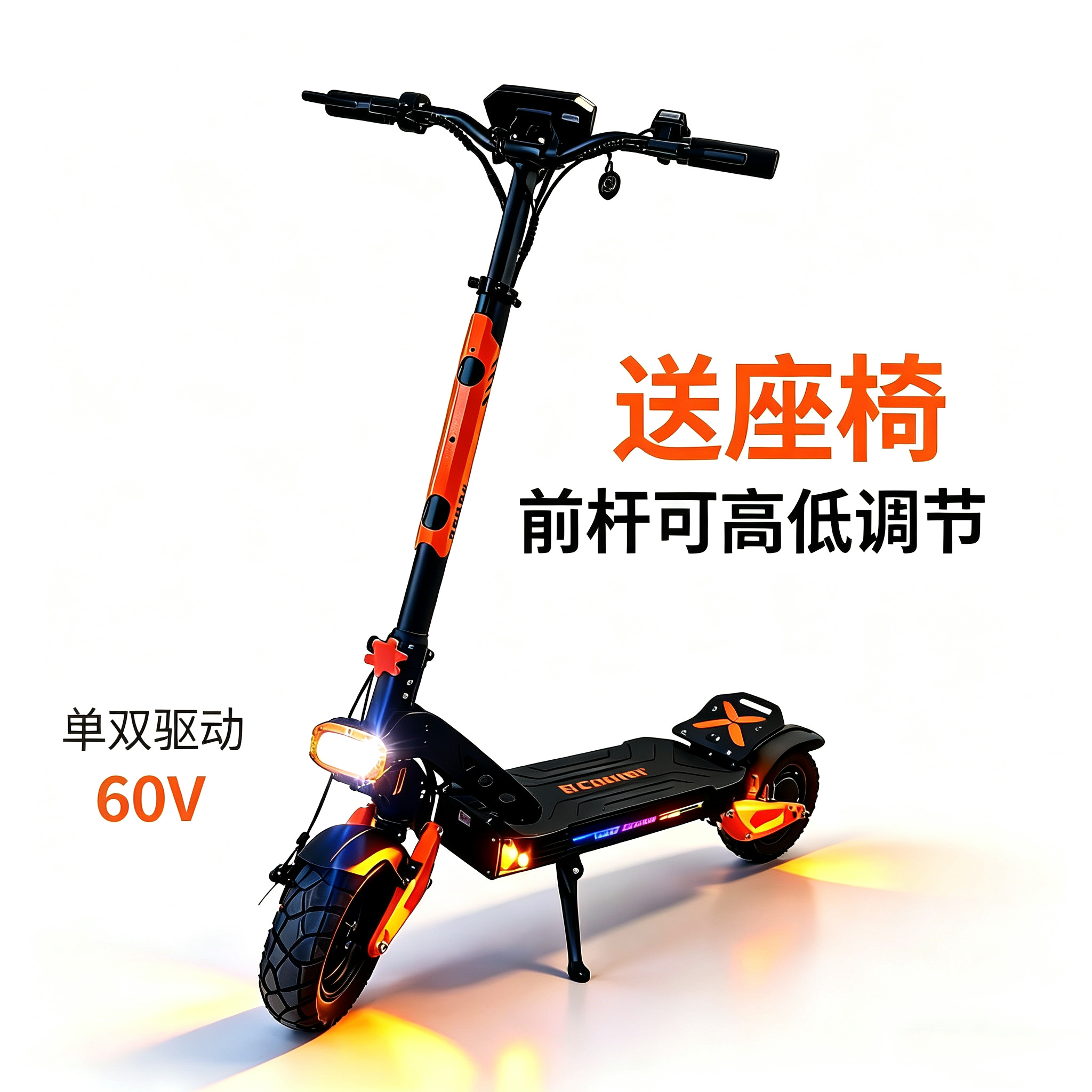 新款单双驱动60V 锂电滑板代步车 电动二轮可载人自行越野车EVO