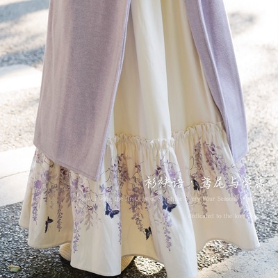 衫袂语【鸢尾与紫藤】海盐毛衣针织开衫半身蛋糕大摆裙加绒冬季