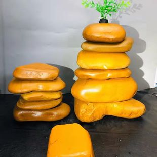 6.送垫脚石养龟神器天然黄蜡石水冲石乌龟晒台爬台鱼缸造景平台