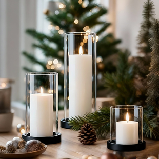 防爆欧式 扮酒店样板间无烟蜡烛 玻璃烛台浪漫烛光晚餐生日派对装