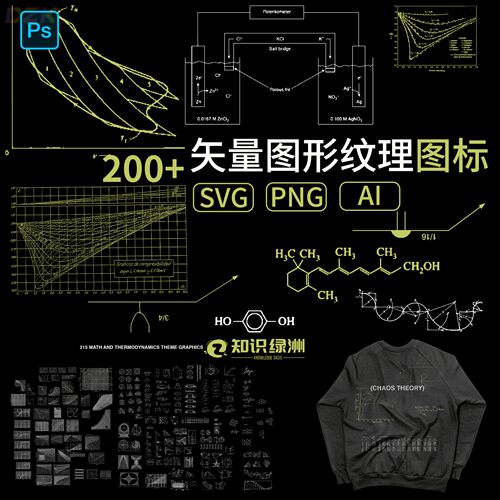 200+矢量图形图表纹理PS图标走势图纹理AI图形化学符号PNG元素Sb6