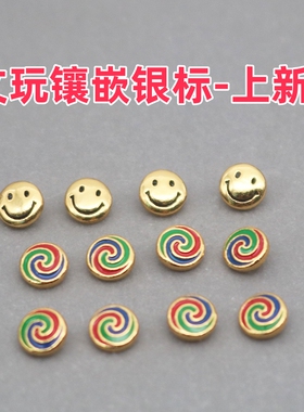 文玩镶嵌银标925银 棒棒糖diy银标微笑镶嵌银标猴头星月菩提椰蒂