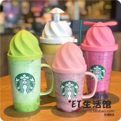 星冰乐绿色带盖星巴克杯子包邮