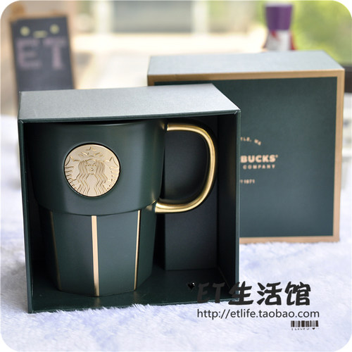 墨绿色铭牌经典风限量星巴克杯子