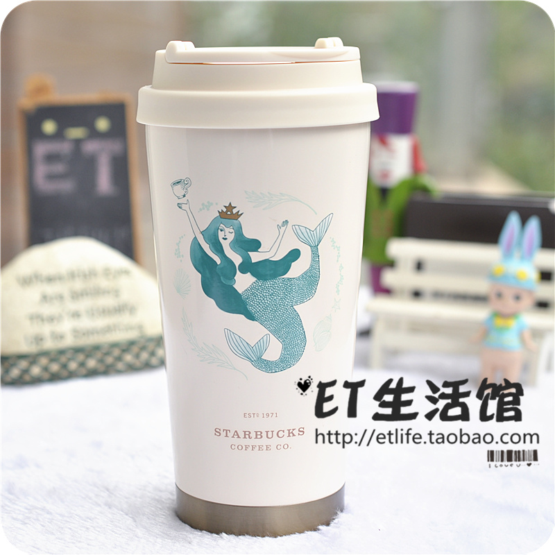 韩国星巴克杯子2024周年庆双尾美人鱼经典女神杯不锈钢艾玛保温杯