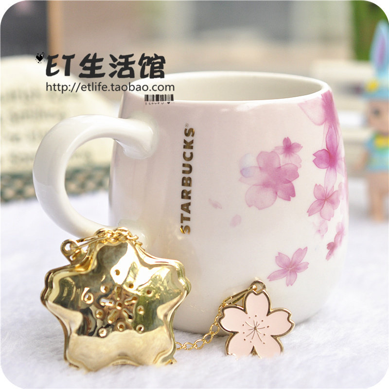 星巴克杯子 2024圣诞节日女神杯可爱水杯漫天樱花渐变茶漏马克杯