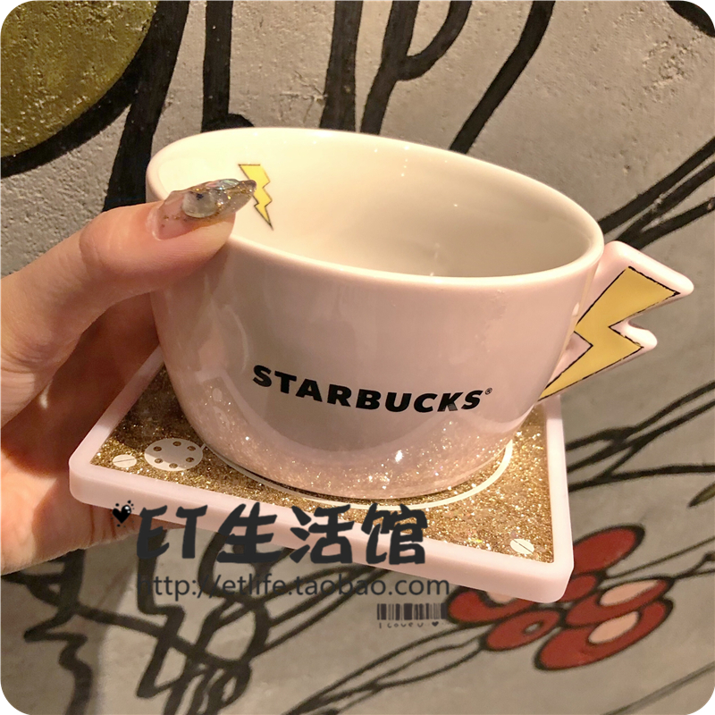 星巴克杯子 2025 情人节 8oz闪电胶片马克杯带流沙唱片杯垫包邮