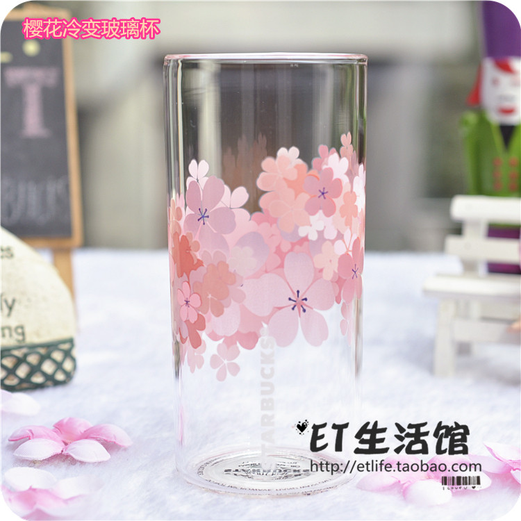 星巴克杯子2026烟花绽放狗狗杯粉色樱花冷变玻璃杯变色马克杯包邮