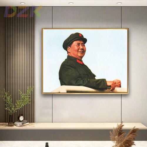毛主席像画像在检阅大军墙画伟人头像客厅玄关壁挂画铝合金装饰y8