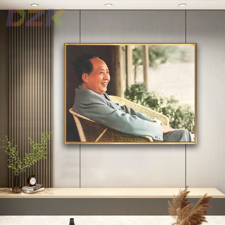 毛主席像画像江西藤椅坐像墙画伟人像客厅玄关壁挂画铝合金装饰y9
