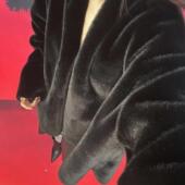 显瘦 皮草环保水貂薄绒慵懒无领皮毛一体宽松毛毛外套