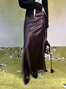 挺括不皱复合缎面裙光泽加厚百搭微鱼尾仿醋酸半身裙 售完不补