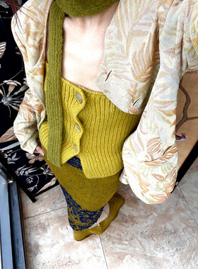 ANTIMOON玩趣毛织抹胸+围巾秋冬辣妹多色百搭创意多穿两件套内搭