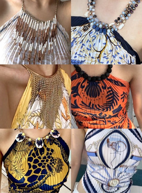 丝巾上衣合集一 ：经典项链挂脖款 艺术辣妹度假褶皱吊带