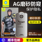 蓝猩BLUEO适用17ProMax磨砂AG防偷窥苹果16磨砂防窥15钢化膜iPhone14ProMax游戏膜XSMAX将反射12防眩光13Pro