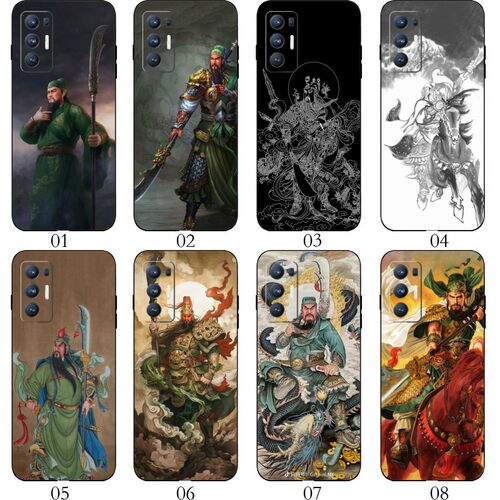 关公关羽 适用 VIVO Y76s/Y53s/Q3/2T/realme GT Neo/Q3t/V5/V60/V70/V70S/一加 8T/9/9R/RT/X30 Max手机壳