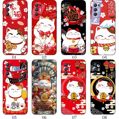招财猫 适用 VIVO Y76s/Y53s/Q3/2T/realme GT Neo/Q3t/V5/V60/V70/V70S/一加 8T/9/9R/RT/X30 Max手机壳