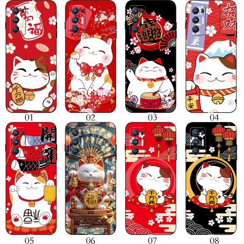 招财猫 适用 VIVO Y76s/Y53s/Q3/2T/realme GT Neo/Q3t/V5/V60/V70/V70S/一加 8T/9/9R/RT/X30 Max手机壳