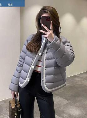 紫色轻薄排骨羽绒服冬季女款2025新款时尚百搭小个子短款保暖外套