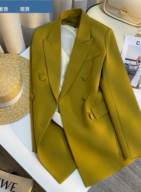 柳黄色百搭气质西装外套女2025春秋季新品小众不撞款流行上衣西服