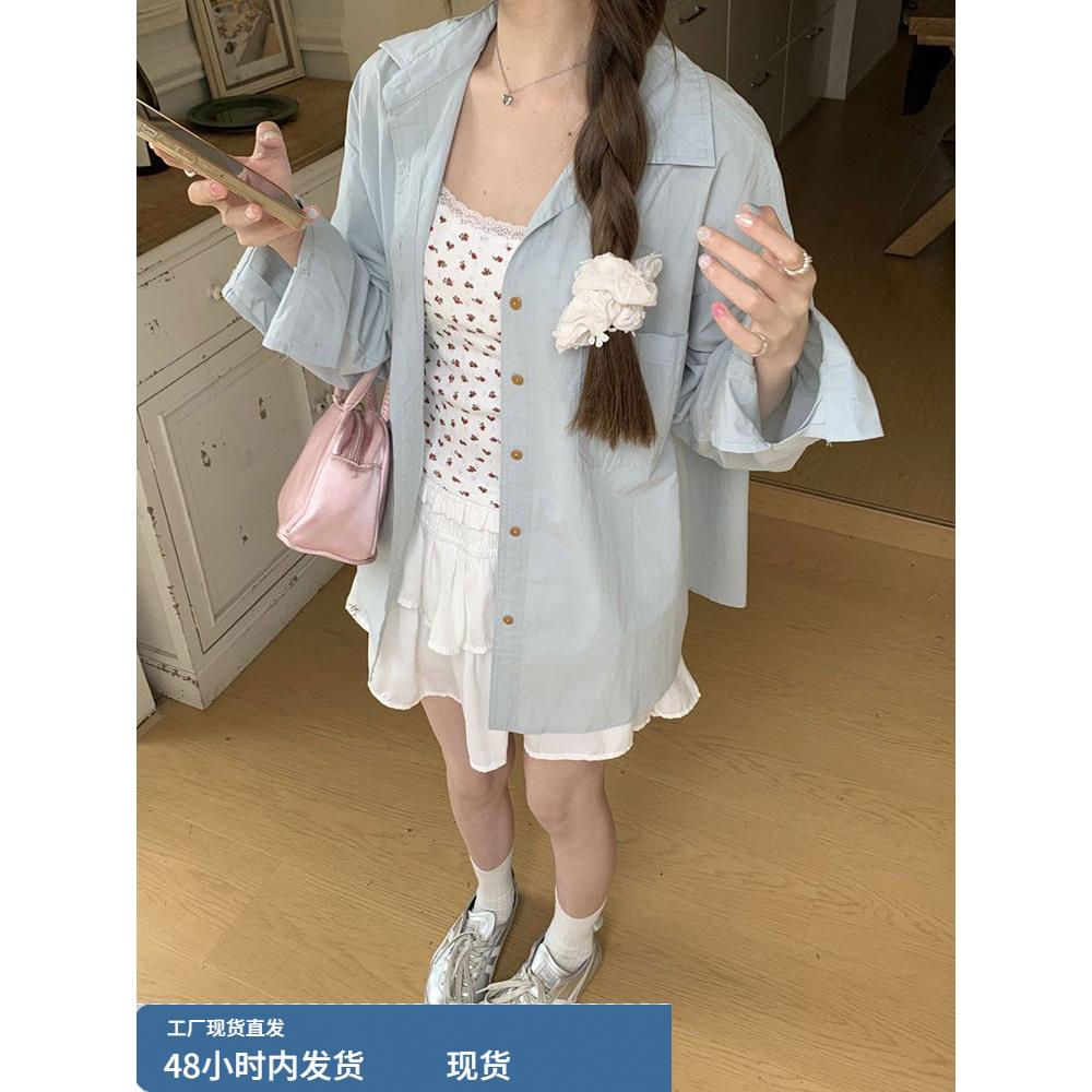 宽松慵懒高级不撞款衬衫韩系chic别致上衣衬衣女小众上衣时尚洋气