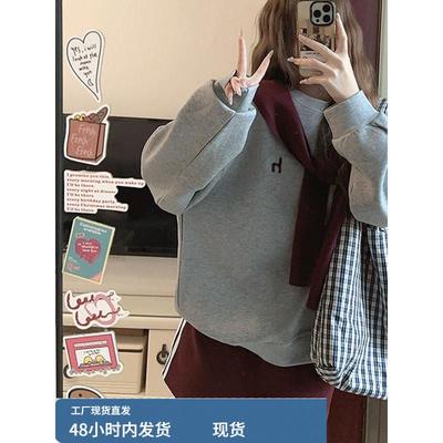 时尚休闲两件套女2025秋季大码胖mm学院风灰色卫衣半身裙显瘦套装