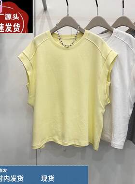 无袖T恤女2025春夏新款欧韩货袖口设计纯色百搭显瘦网红蝙蝠上衣