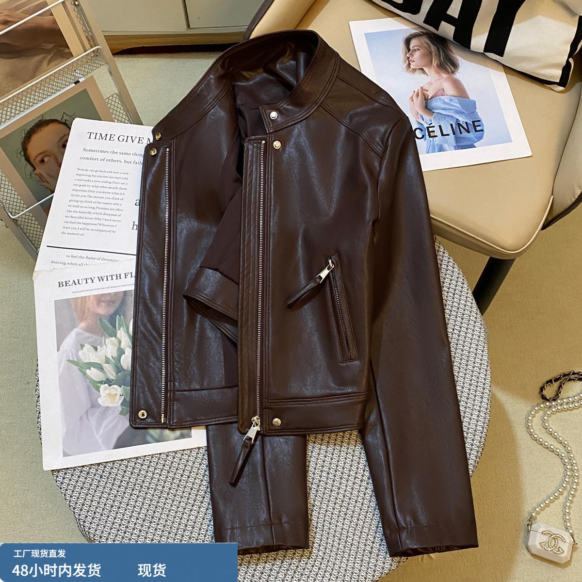 安哥拉红甜酷时髦炸街皮衣短外套女2025春季新款今年流行高级夹克