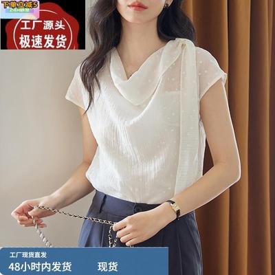 桑蚕丝上衣夏季新款复古气质套头设计感小众穿搭高级感真丝衬衫女