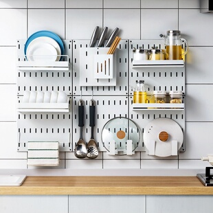新品Punch-free wire-wrap board wall kitchMen wall shelf wall