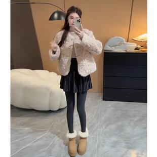 小个子奶呼呼羊羔毛外套冬季2025新款小香风皮毛一体保暖毛毛上衣