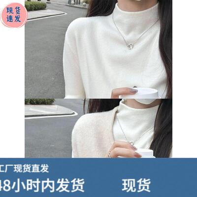 软糯亲肤奶白色打底衫女内搭秋冬毛衣叠穿保暖半高领长袖针织上衣