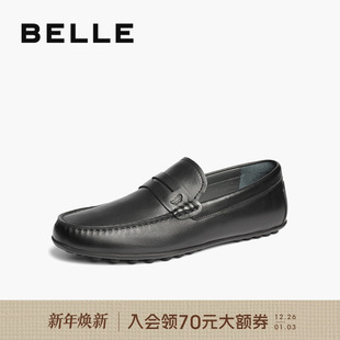 软底爸爸商务皮鞋 百丽男鞋 新款 25春季 A1820AM5 子一脚蹬休闲豆豆鞋