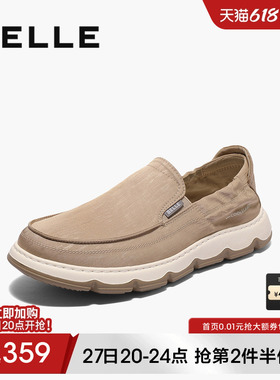 百丽男士休闲透气布鞋夏季新款厚底一脚蹬懒人爸爸鞋子8RW01BM5