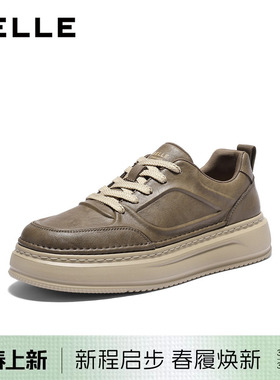 百丽男士复古休闲工装板鞋男2026春秋季新款厚底增高鞋子8YN01AM6