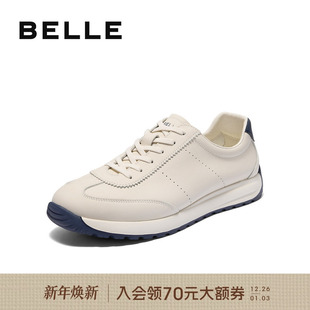 牛皮革休闲德训运动阿甘鞋 百丽男士 新款 男2025秋季 8SY01BM5 小白鞋