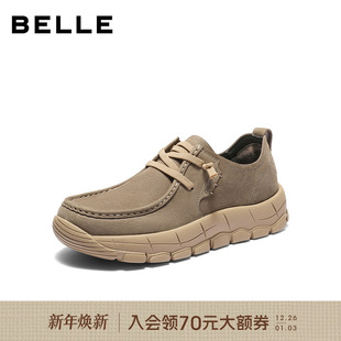 厚底增高休闲工装 牛皮革户外鞋 板鞋 新款 8XN01CM5 男25秋季 百丽男士