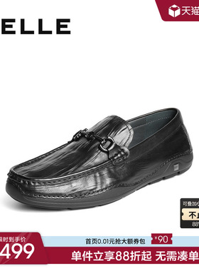 百丽男士一脚蹬休闲商务豆豆乐福鞋男春季季新款牛皮软底8TX01CM5