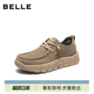 牛皮革户外鞋 百丽男士 8XN01CM5 新款 男春秋季 厚底增高休闲工装 板鞋