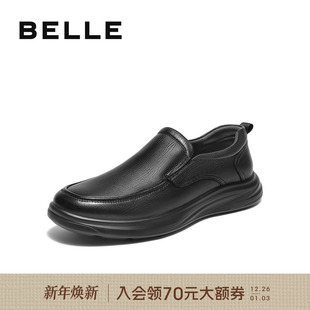 新款 男25冬季 羊皮革厚底增高L6014DM5 休闲一脚蹬商务皮鞋 百丽男士